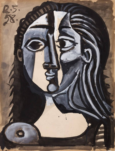 Head Of A Woman (Tête de Femme) Jacqueline Roque - Pablo Picasso - Art Painting by Pablo Picasso