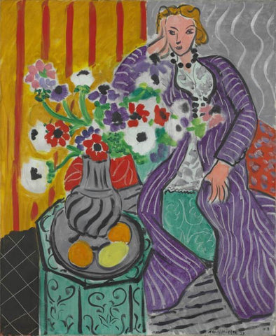 Purple Robe And Anemones - Canvas Prints by Henri Matisse