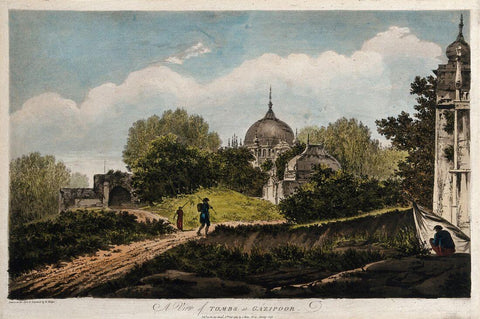 Hindu monument, India. Coloured etching by William Hodges, 1788 by William Hodges