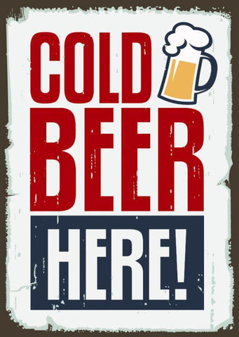 Home Bar Wall Decor - Cold Beer Here - Framed Prints by Tallenge Store