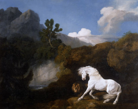 Horse Frightened By A Lion- George Stubbs - Equestrian Horse Painting by George Stubbs