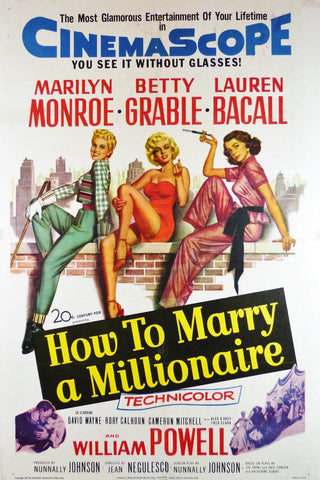 How To Marry A Millionaire  Marilyn Monroe - Hollywood English Movie Art Poster by Tallenge