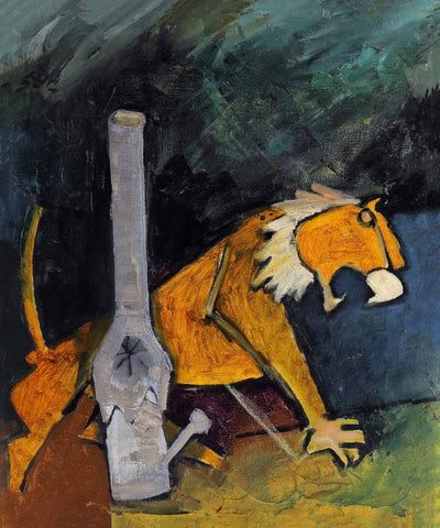 Husain - Lion - Large Art Prints by M F Husain