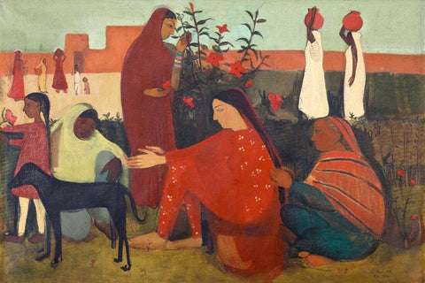 In The Ladies Enclosure - Amrita Sher Gil - Indian Art Masterpiece Painting by Amrita Sher-Gil
