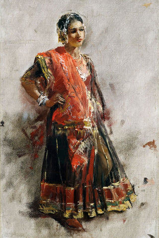 Indian Dancing Girl - Edwin Lord Weeks - Orientalism Art Painting - Life Size Posters