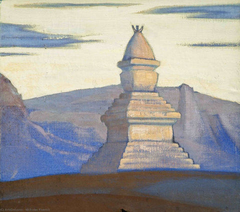Stupa Near Sharugen - Nicholas Roerich Painting – Landscape Art by Nicholas Roerich