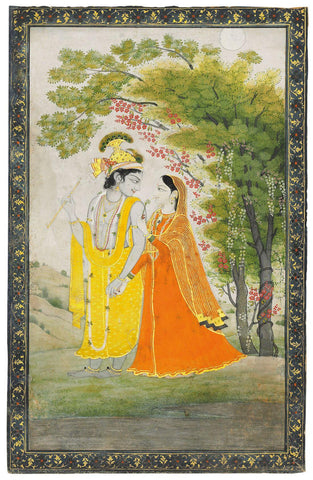 Krishna And Radha Kangra Punjab Hills North India circa 1810 - Rajasthani Painting - Indian Miniature Art by Miniature Art