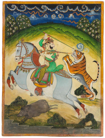Indian Mughal Miniature Painting - Mid 20Th Century - Vintage Indian Miniature Art Painting by Miniature Vintage