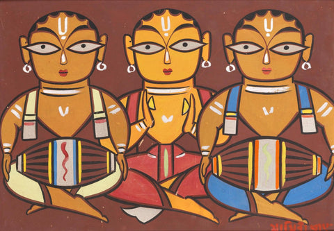 Three Musicians by Jamini Roy