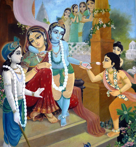 Indian Art - Vintage Art - Krishna with Yasoda and Gopis by Raghuraman