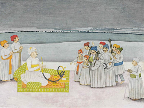 Indian Art - A Prince Entertained by Musicians - Miniature Painting, 1780 - Art Prints