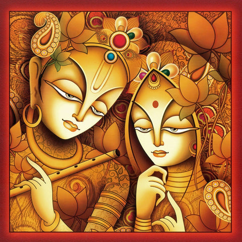 Indian Art - Acrylic Painting - Radha Krishna by Raghuraman