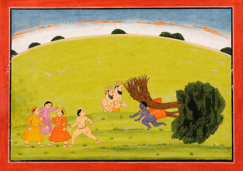 Krishna Uprooting the Tree c. 1750 by Anonymous Artist