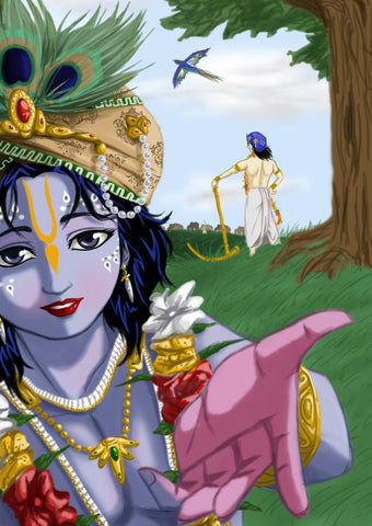 Indian Art - Digital Painting - Cowherd Krishna by Raghuraman