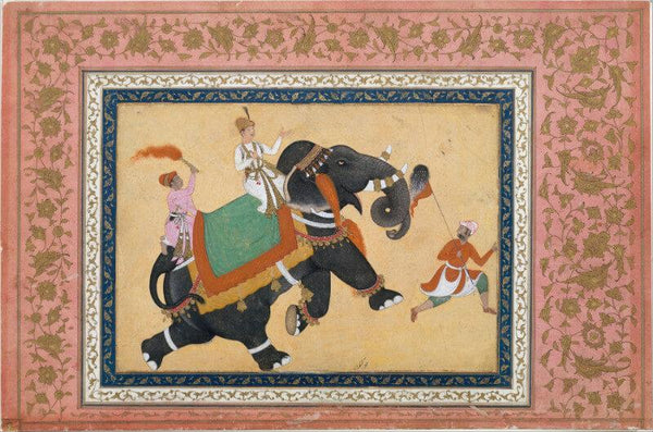 Indian Art - Prince Riding an Elephant - Miniature Painting - Framed Prints