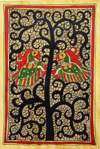 Indian Miniature Art - Madhubani Painting - Tree Of Prosperity by Kritanta Vala