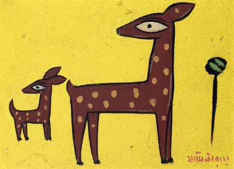 Indian Masters Art - Jamini Roy - Deer by Jamini Roy