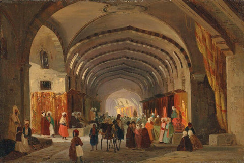 Inside The Bazaar - Ippolito Caffi - Orientalist Art Painting by Ippolito Caffi