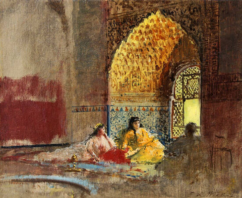 Interior of La Torre des Infantas, The Alhambra - Edwin Lord Weeks - Orientalist Art Painting by Edwin Lord Weeks