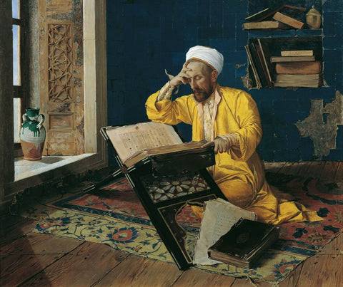 Islam Priest Reading Koran - Osman Hamdi Bey - Orientalist Painting by Osman Hamdi Bey