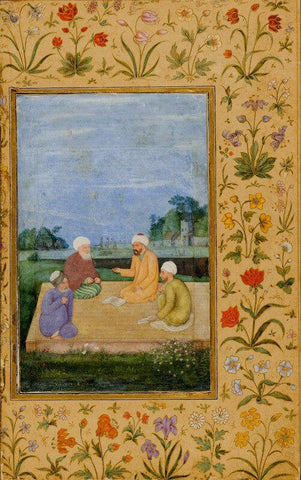 Islamic Miniature - A Discourse Between Muslim Sages - Mughal - c 1630 - Large Art Prints by Govardhan