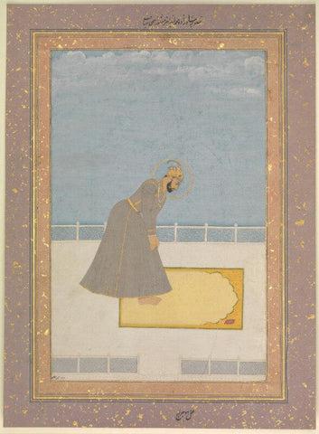 Islamic Miniature - Portrait of Prince Muhammad Buland Akhtar (known as Nur Achhe Sahib) at Prayer by Hujraj