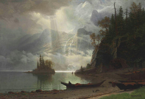 Island In The Lake - Albert Bierstadt - Landscape Painting by Albert Bierstadt