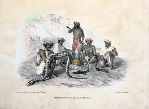 Itinerant Snake Catchers - Major John Luard - Vintage Orientalist Paintings of India by Major John Luard