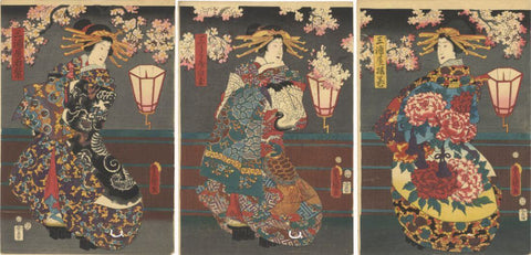 Courtesans of Miura-ya - Toyokuni III Utagawa - Japanese Woodblock Print - Canvas Prints by Utagawa Kunisada