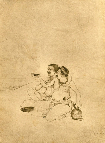 Jagai Madhai - Nandalal Bose - Bengal School Indian Art Painting by Nandalal Bose