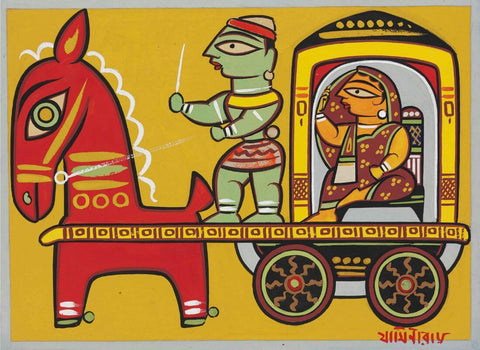 Jamini Roy - Lady In A Carriage by Jamini Roy