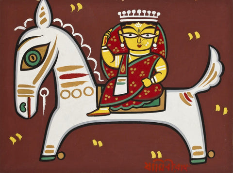Jamini Roy - Rani On A Horse - Life Size Posters by Jamini Roy