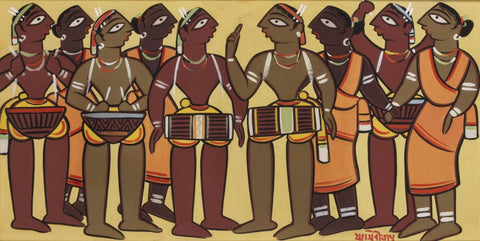 Jamini Roy - Santhal Drummers by Jamini Roy