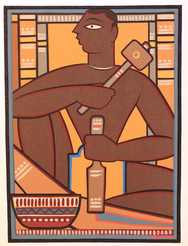 Jamini Roy - Santhal Wood Carver by Jamini Roy