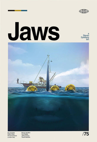 Jaws - Steven Spielberg - Hollywood Classic Action Movie Graphic Poster by Movie Posters