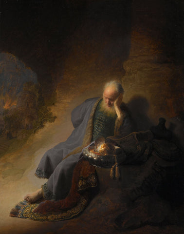 Jeremiah Lamenting the Destruction of Jerusalem -Rembrandt van Rijn by Rembrandt