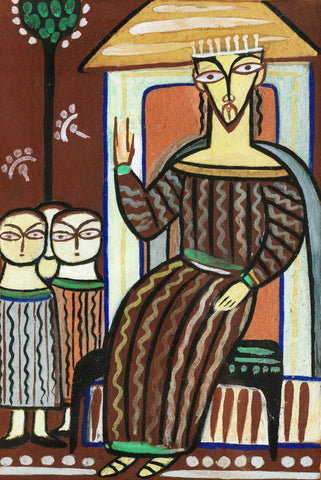 Jesus Christ Sermon On The Mount - Jamini Roy - Bengal School - Christian Art Painting by Jamini Roy