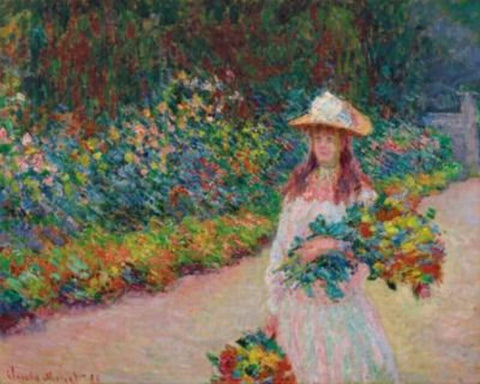 Jeune Fille Dans Le Jardin De Giverny