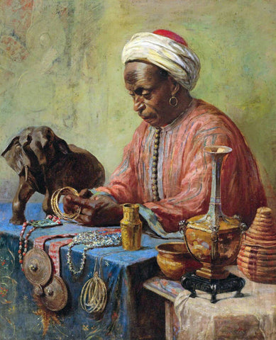 Jewelry Maker - Gyula Tornai - Orientalist Art Painting by Gyula Tornai