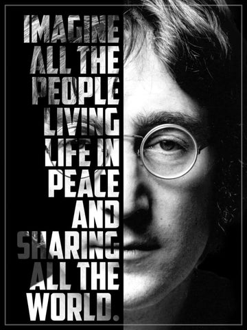 John Lennon - Imagine Lyrics  Graphic Poster - Large Art Prints by Tallenge Store