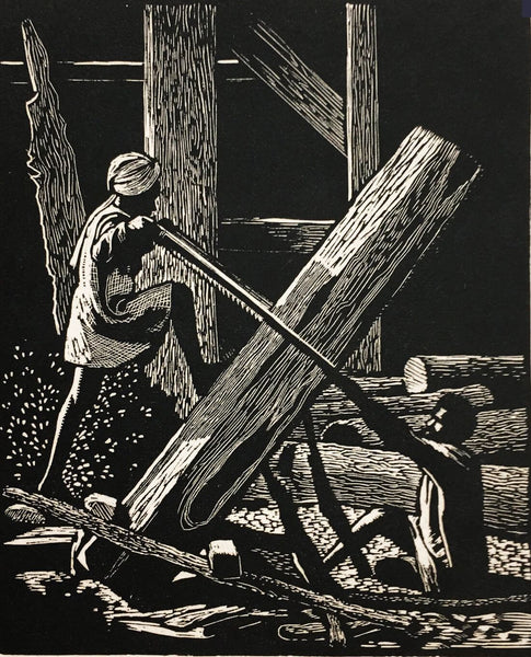 Joint Effort - Haren Das - Bengal School Art Woodcut Painting - Posters