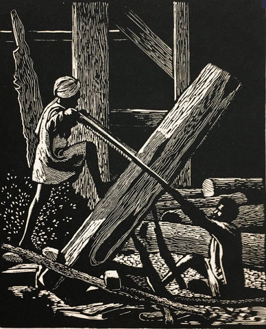 Joint Effort - Haren Das - Bengal School Art Woodcut Painting - Canvas Prints