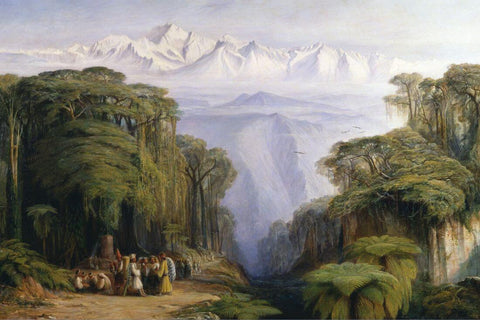 Kanchanjunga from Darjeeling - Edward Lear - Mountain Landscape Orientalist Painting - Art Prints