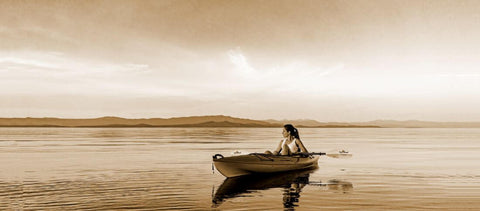 Kayaking in The Ocean - Calm - Sepia by Alain