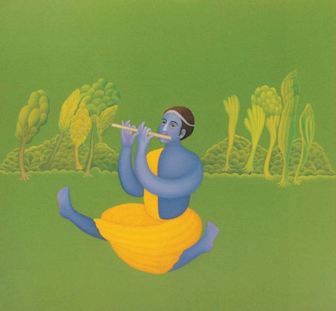 Krishna Playing Flute by Manjit Bawa