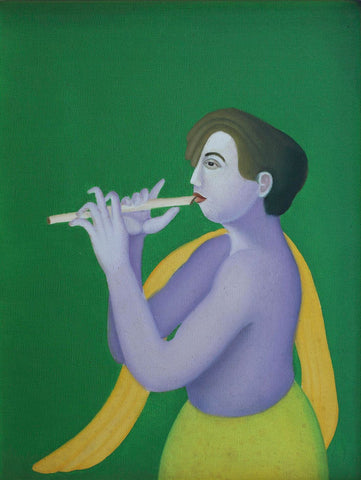 Krishna Playing The Flute by Manjit Bawa
