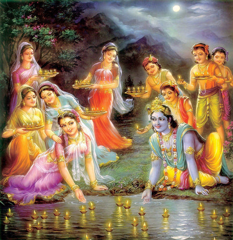 Krishna Collections - Indian Art - Krishna And Radha With Gopis by Dheeraj