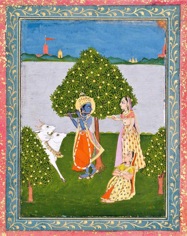 Krishna With Gopis - Provincial Mughal by Tallenge Store