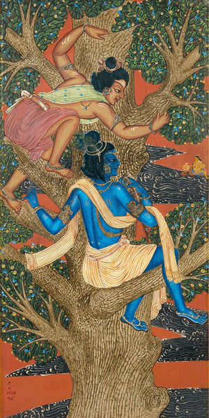 Krishna and Subal First Meeting Radha - Nandalal Bose - Bengal School - Indian Masters Art Painting - Framed Prints