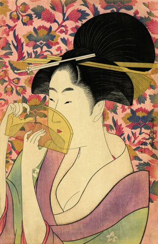 Kushi Woman With Comb - Kitagawa Utamaro - Japanese Edo period Ukiyo-e Woodblock Print Art Painting - Large Art Prints